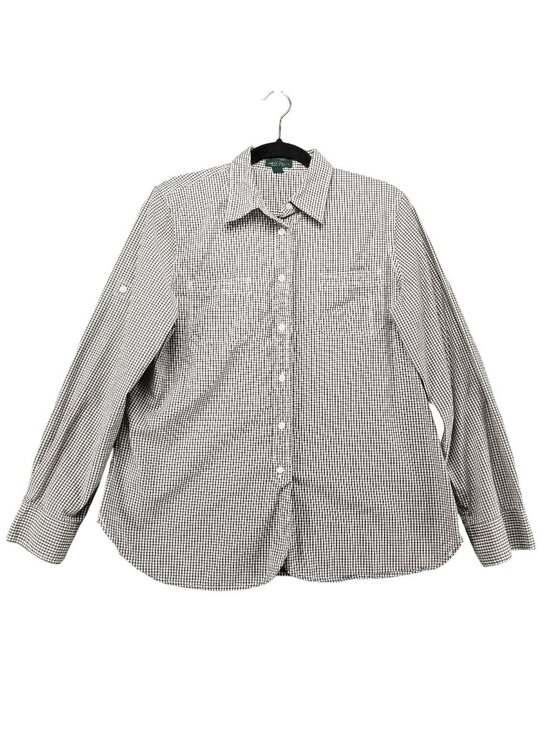 Lauren Ralph Lauren Tops - Lauren Ralph Lauren Shirt Womens Large Brown Plaid Button Up Long Sleeve